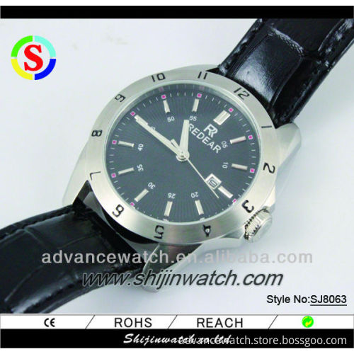 stainless steel watch with Japan quartz movt and genuine leather strap